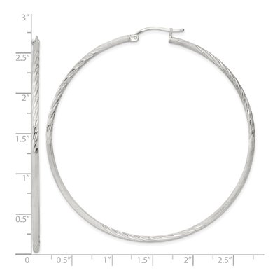 Sterling Silver 68mm Diamond-Cut Hoop Earrings – view 5