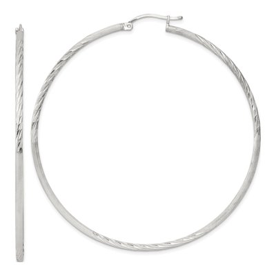Sterling Silver 68mm Diamond-Cut Hoop Earrings