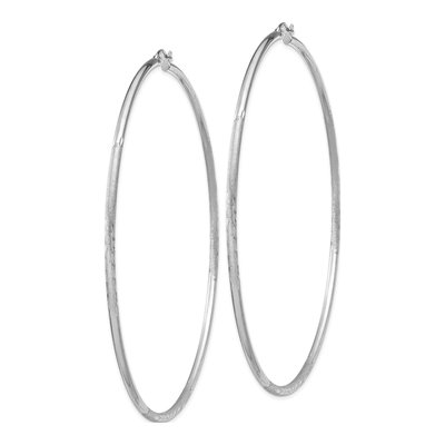 Sterling Silver 81mm Diamond-Cut Hoop Earrings – view 3