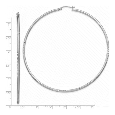 Sterling Silver 81mm Diamond-Cut Hoop Earrings – view 5