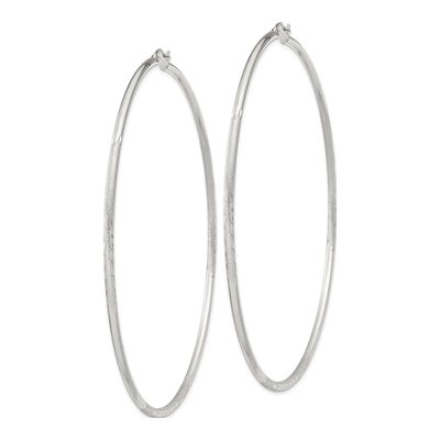 Sterling Silver 81mm Diamond-Cut Hoop Earrings – view 3