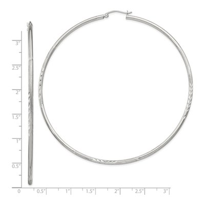 Sterling Silver 81mm Diamond-Cut Hoop Earrings – view 5