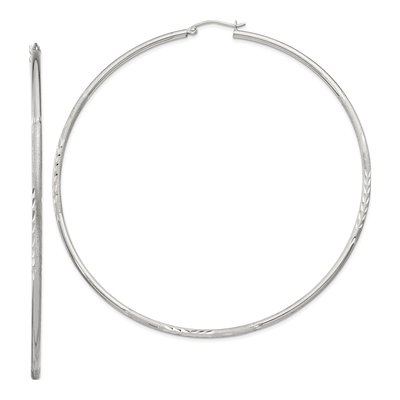 Sterling Silver 81mm Diamond-Cut Hoop Earrings