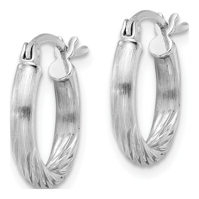 Sterling Silver 17mm Diamond-Cut Hoop Earrings – view 3
