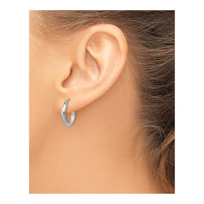 Sterling Silver 17mm Diamond-Cut Hoop Earrings – view 4
