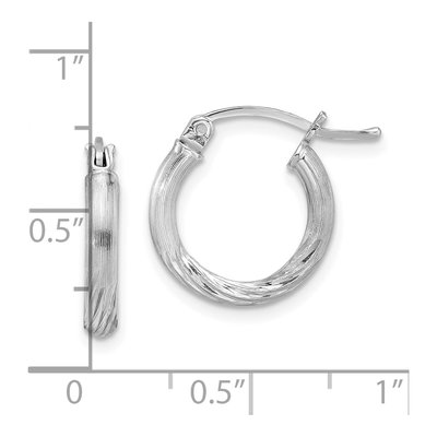 Sterling Silver 17mm Diamond-Cut Hoop Earrings – view 5
