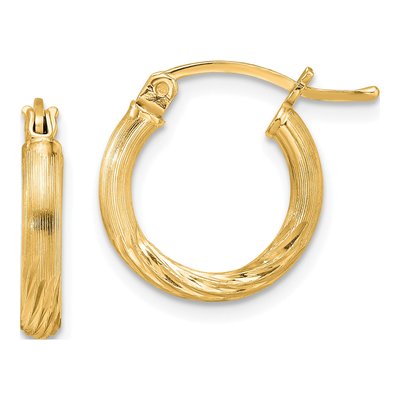 Gold-Plated Sterling Silver 17mm Gold-Flash Diamond-Cut Hoop Earrings