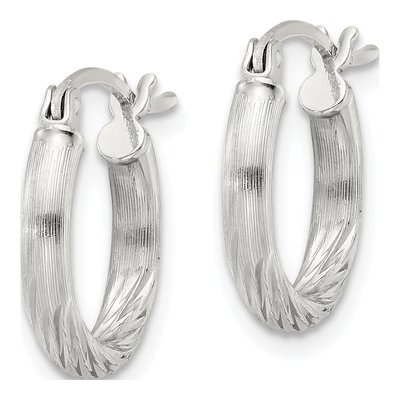 Sterling Silver 17mm Diamond-Cut Hoop Earrings – view 3
