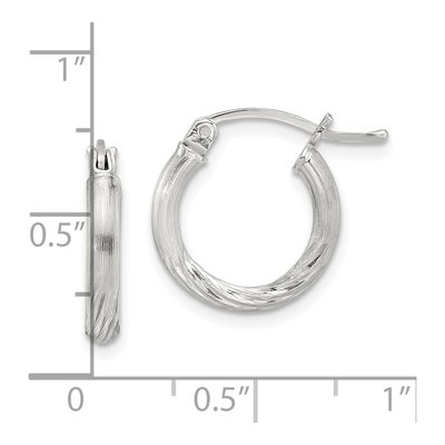 Sterling Silver 17mm Diamond-Cut Hoop Earrings – view 5
