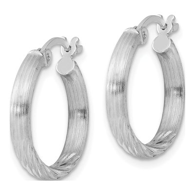 Sterling Silver 19mm Diamond-Cut Hoop Earrings – view 3