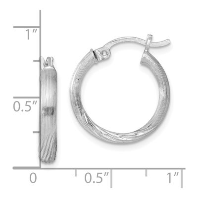 Sterling Silver 19mm Diamond-Cut Hoop Earrings – view 5
