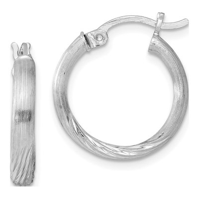 Sterling Silver 19mm Diamond-Cut Hoop Earrings