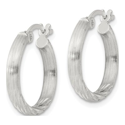 Sterling Silver 19mm Diamond-Cut Hoop Earrings – view 3