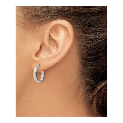 Sterling Silver 19mm Diamond-Cut Hoop Earrings – view 4