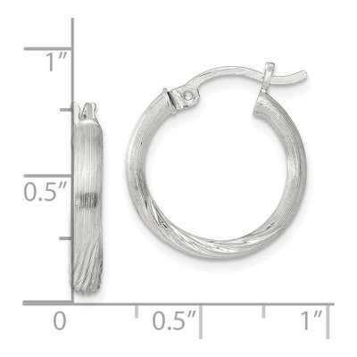 Sterling Silver 19mm Diamond-Cut Hoop Earrings – view 5