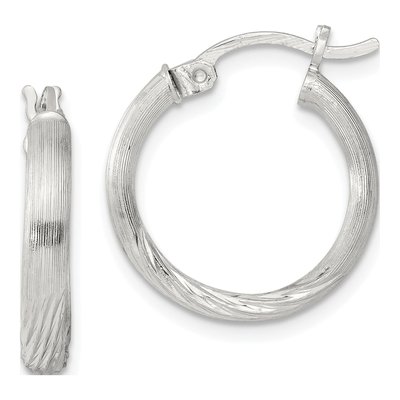 Sterling Silver 19mm Diamond-Cut Hoop Earrings