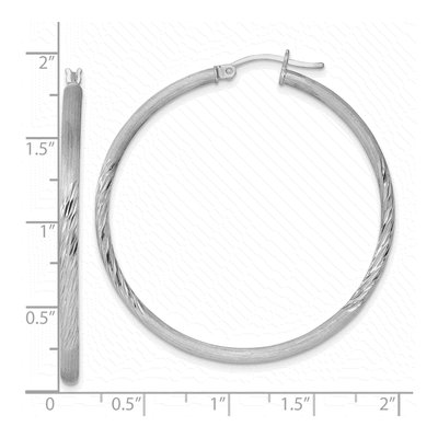 Sterling Silver 47mm Diamond-Cut Hoop Earrings – view 5
