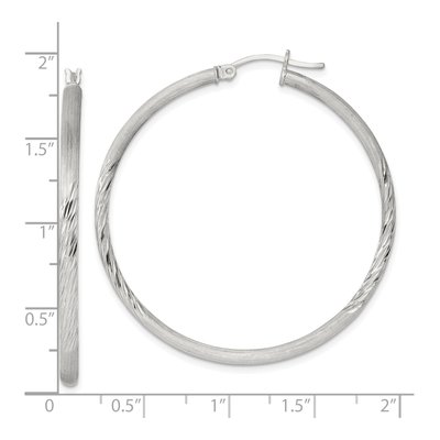 Sterling Silver 47mm Diamond-Cut Hoop Earrings – view 5