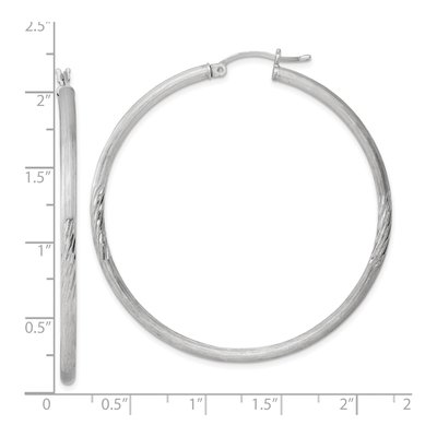 Sterling Silver 52mm Diamond-Cut Hoop Earrings – view 5