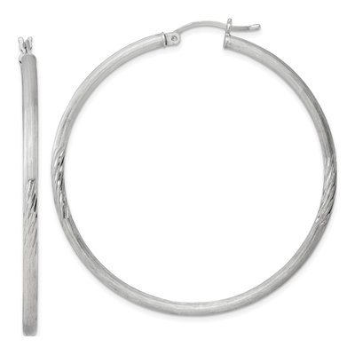 Sterling Silver 52mm Diamond-Cut Hoop Earrings