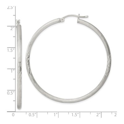 Sterling Silver 50mm Diamond-Cut Hoop Earrings – view 5