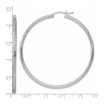 Sterling Silver 57mm Diamond-Cut Hoop Earrings – view 5