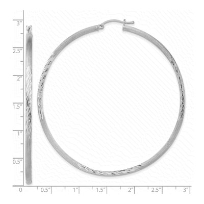 Sterling Silver 72mm Diamond-Cut Hoop Earrings – view 5
