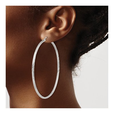 Sterling Silver 72mm Hoop Earrings – view 4