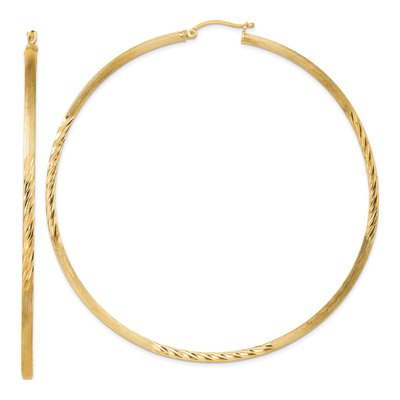Gold-Plated Sterling Silver 82mm Gold-Flash Diamond-Cut Hoop Earrings