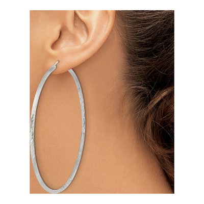 Sterling Silver 82mm Hoop Earrings – view 4
