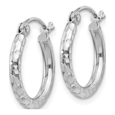 Sterling Silver 16mm Diamond-Cut Hoop Earrings – view 3
