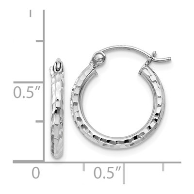 Sterling Silver 16mm Diamond-Cut Hoop Earrings – view 5