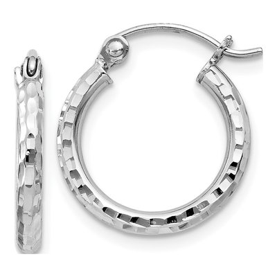 Sterling Silver 16mm Diamond-Cut Hoop Earrings
