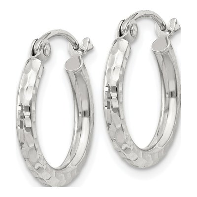 Sterling Silver 16mm Diamond-Cut Hoop Earrings – view 3