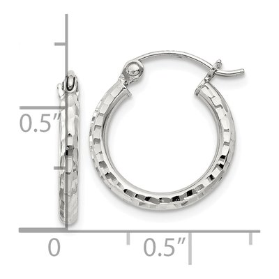 Sterling Silver 16mm Diamond-Cut Hoop Earrings – view 5