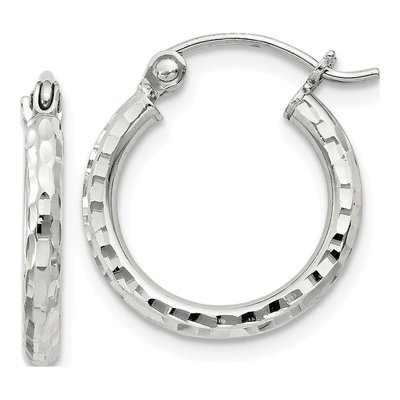 Sterling Silver 16mm Diamond-Cut Hoop Earrings