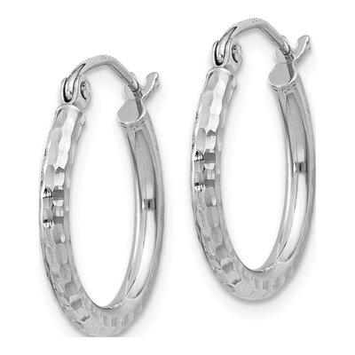 Sterling Silver 18mm Diamond-Cut Hoop Earrings – view 3
