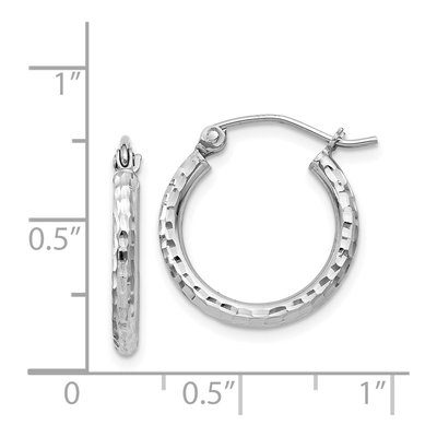 Sterling Silver 18mm Diamond-Cut Hoop Earrings – view 5