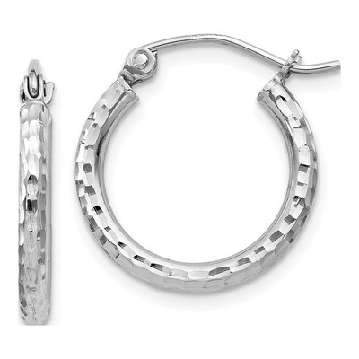 Sterling Silver 18mm Diamond-Cut Hoop Earrings