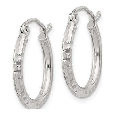 Sterling Silver 18mm Diamond-Cut Hoop Earrings – view 3