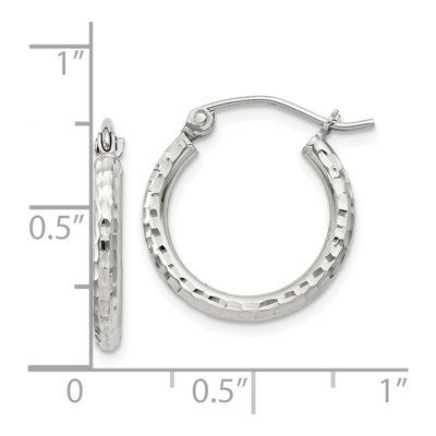 Sterling Silver 18mm Diamond-Cut Hoop Earrings – view 5