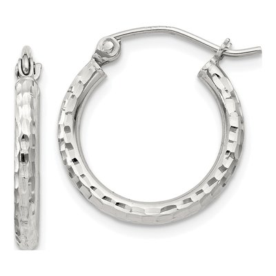Sterling Silver 18mm Diamond-Cut Hoop Earrings