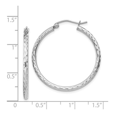 Sterling Silver 32mm Diamond-Cut Hoop Earrings – view 5