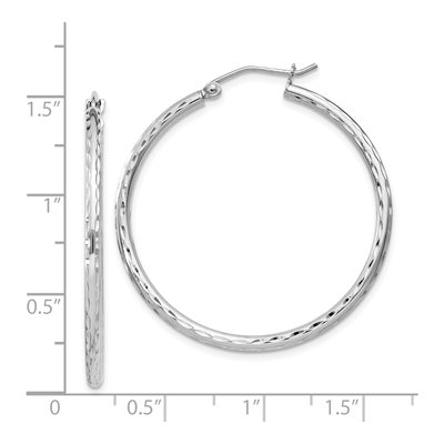 Sterling Silver 37mm Diamond-Cut Hoop Earrings – view 5