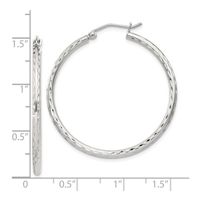 Sterling Silver 37mm Diamond-Cut Hoop Earrings – view 5