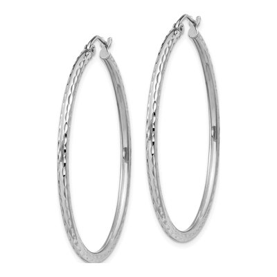 Sterling Silver 43mm Diamond-Cut Hoop Earrings – view 3