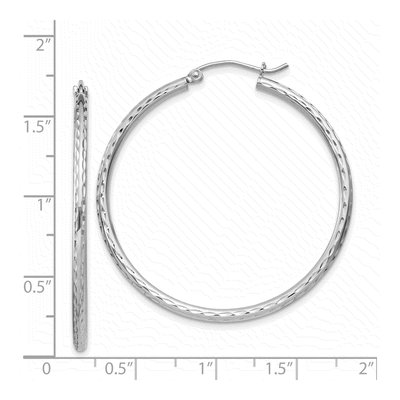 Sterling Silver 43mm Diamond-Cut Hoop Earrings – view 5