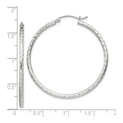 Sterling Silver 43mm Diamond-Cut Hoop Earrings – view 5
