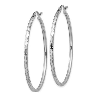 Sterling Silver 47mm Diamond-Cut Hoop Earrings – view 3