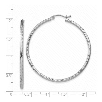 Sterling Silver 47mm Diamond-Cut Hoop Earrings – view 5